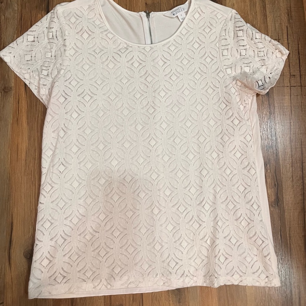 Market & Spruce Cream Lace Blouse